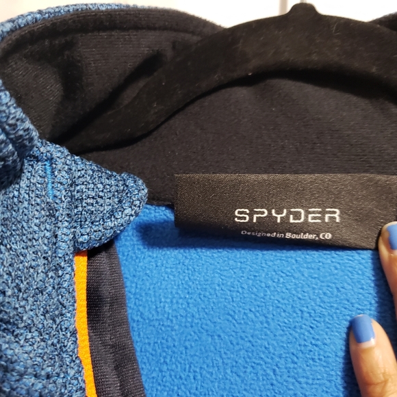 Spyder Outbound Pullover Sweatshirt Blue/Orange Men's Medium 186400 - Picture 3 of 8